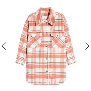 Pink plaid shirt jacket